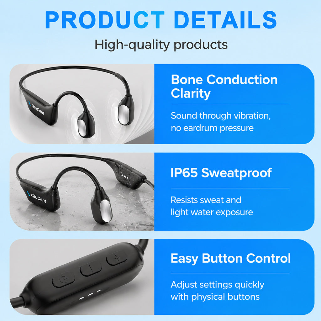 Made In USA🏆GluCent® Bone Conduction Smart Hearing Headphones （Mayo Clinic Recommended）