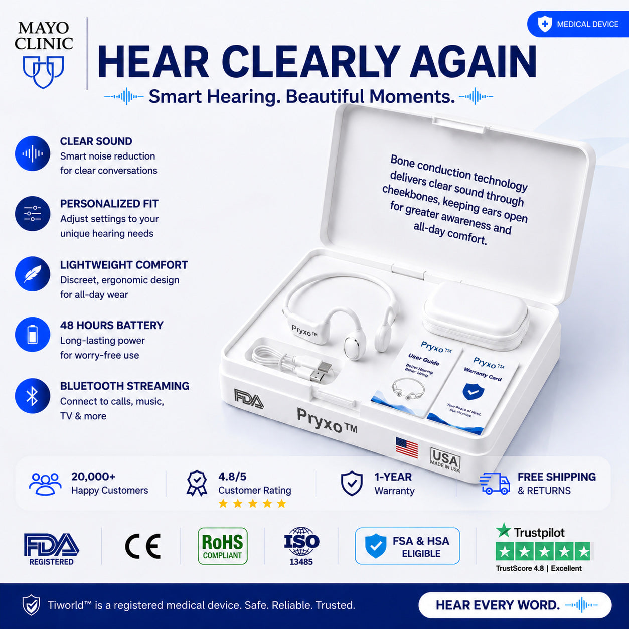 Bone Conduction Smart Hearing Headphones
