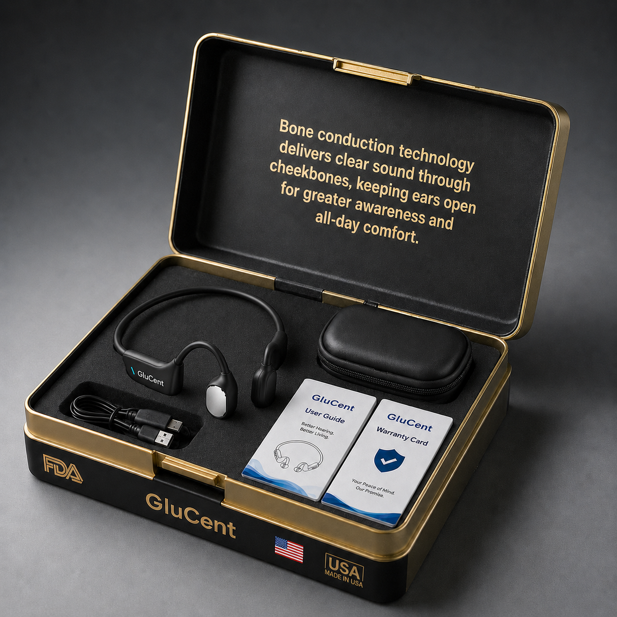 Made In USA🏆GluCent® Bone Conduction Smart Hearing Headphones （Mayo Clinic Recommended）