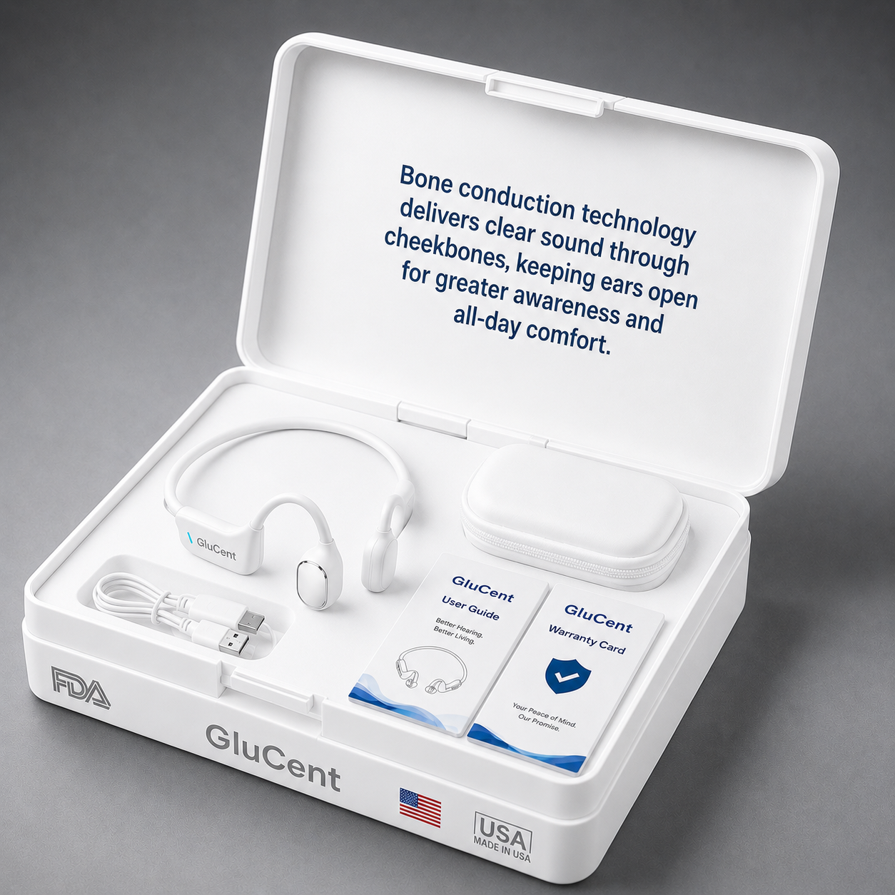 Made In USA🏆GluCent® Bone Conduction Smart Hearing Headphones （Mayo Clinic Recommended）